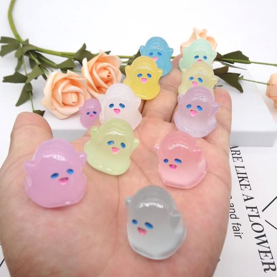 5 Stück Mini-Geisterfiguren aus Kunstharz, niedliche im Dunkeln leuchtende Geister-Gartendekoration für Zuhause, Party, Festival, Halloween-Dekoration