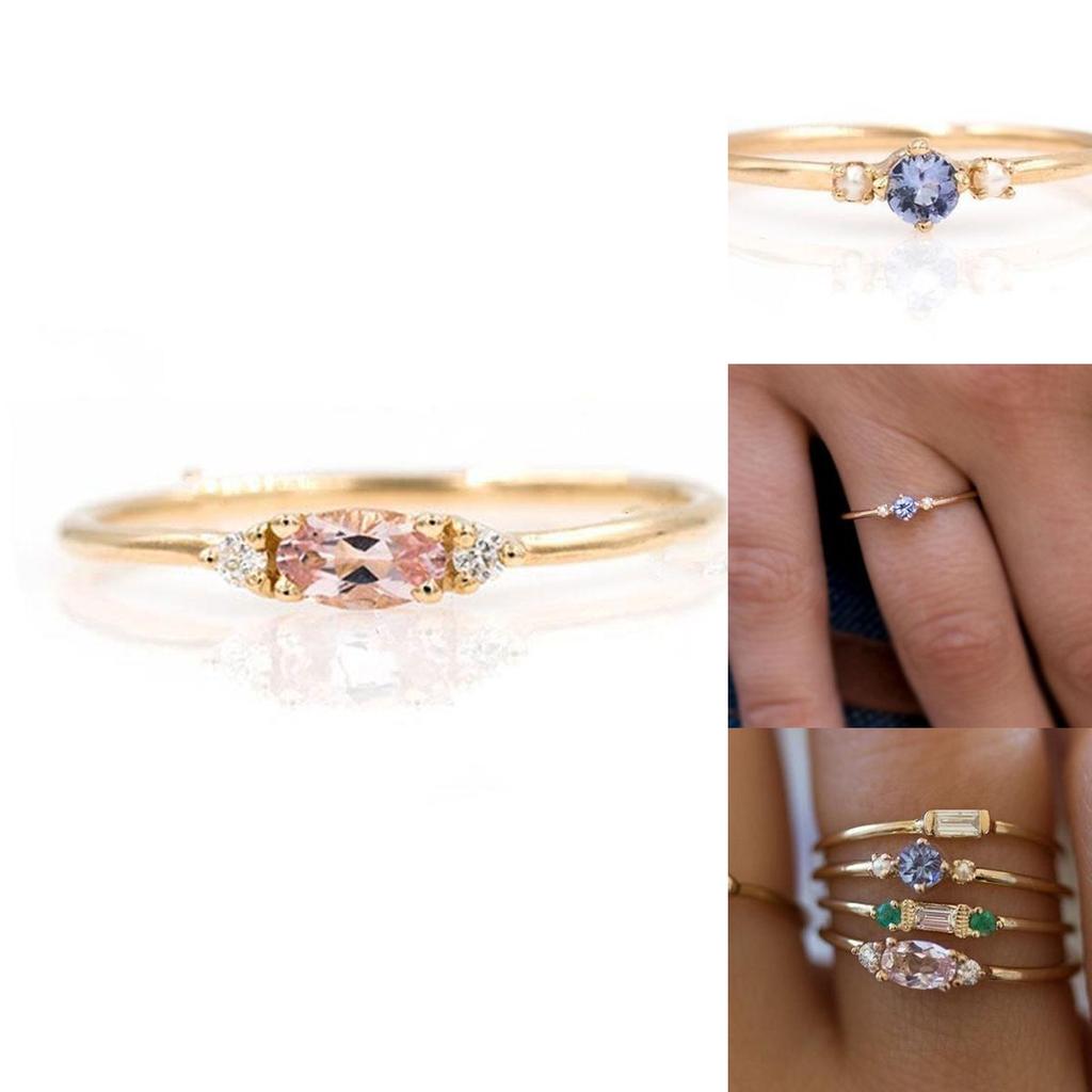 Elegant Gold Plated Gemstone Rings For Women In Stunning 4 In 1 Set