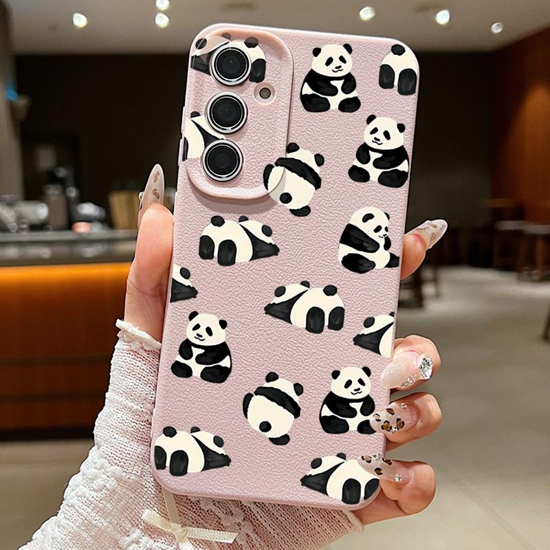 Zachte siliconen pandapatroonhoes voor Samsung S25 S24 S22 Ultra Plus S23 S21 S20 Fe A55 A54 A53 A52 A35 A15 A16 Schokbestendige effen kleur matte hoes
