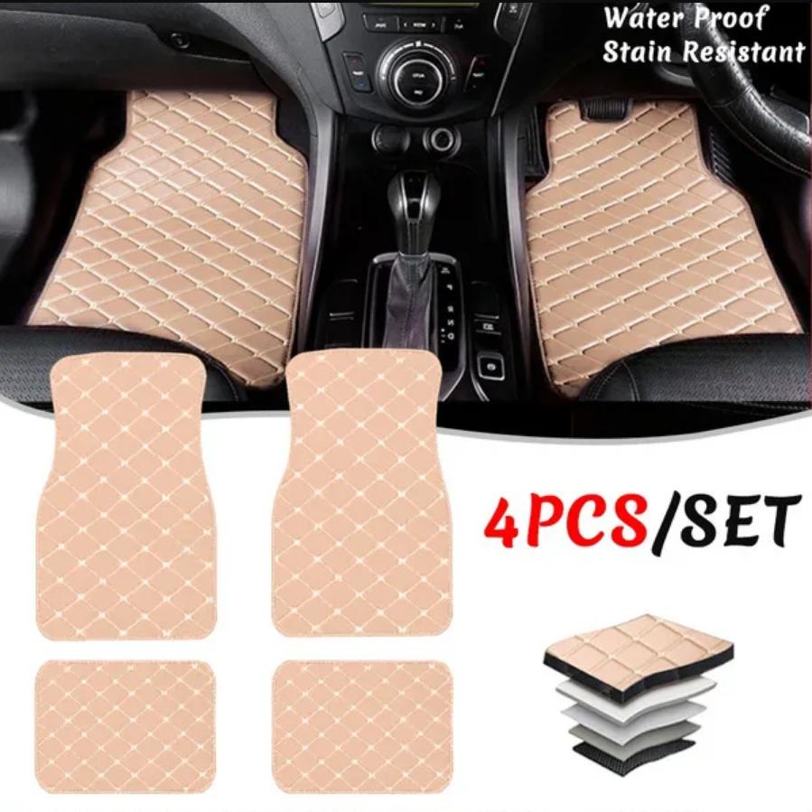 4PCS Car Floor Mats Universal For All Car Models Waterproof Auto Foot Pads Car-Styling Leather Carpet Mats Interior
