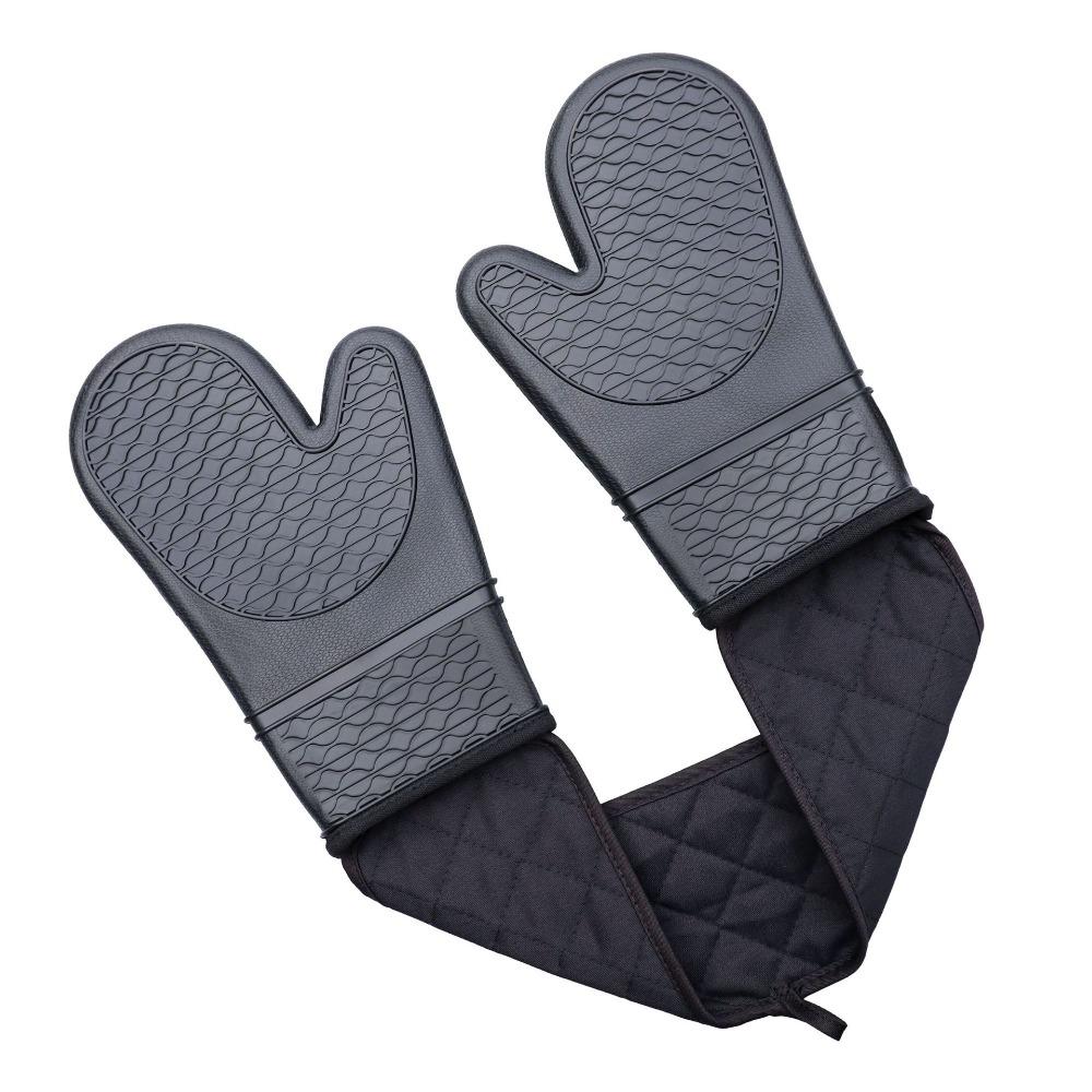 Waterproof Silicone Oven Mitts Insulated Soft Cotton Lining Baking Hand Gloves Heat Resistant Anti-scald Barbecue Handschoen