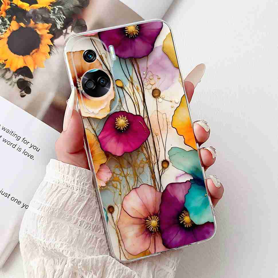 For Huawei Honor 90 Lite Case New Painted Flowers Soft Silicone TPU Cover For Honor 90 Lite CRT-NX1 6.7" Shockproof Phone Cases