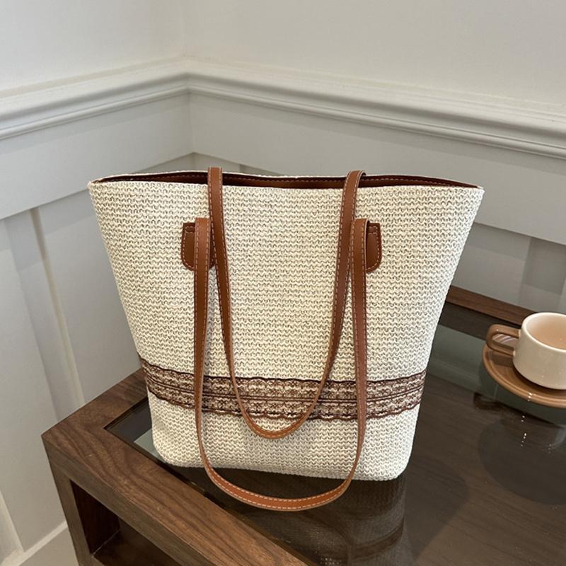 Women's Large Capacity Shoulder Bag Summer Straw Woven Basket Handbag Fashion Female Luxury Designer Beach Bag Shopper Tote Bag CLE