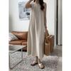 Round Neck Loose Cotton and Linen Vest Dress for Women
