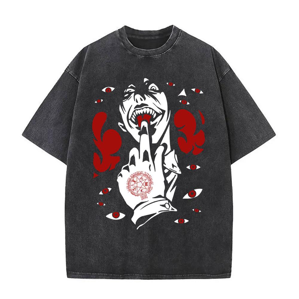 Washed Vintage Anime Hellsing Abraham Van Helsing Vampire Alucard Tshirts Men Women Fashion Casual Oversized T Shirt Streetwear