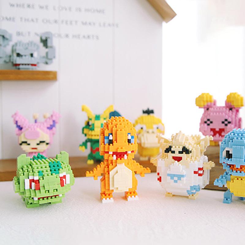 Pokemon Micro Building Blocks LBOYU Jigglypuff Gengar Mudkip Piplup Raichu Bulbasaur Pikachu Mini Brick Figures Toy For Kids