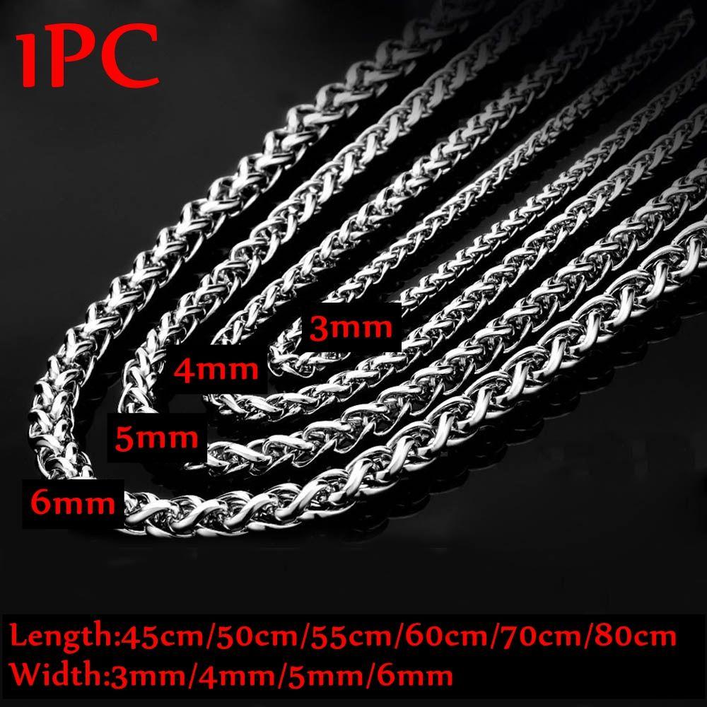 Punk Gothic Silver Color Metal Collar Stainless Steel Necklace Braided Wheat Chain Heavy Link