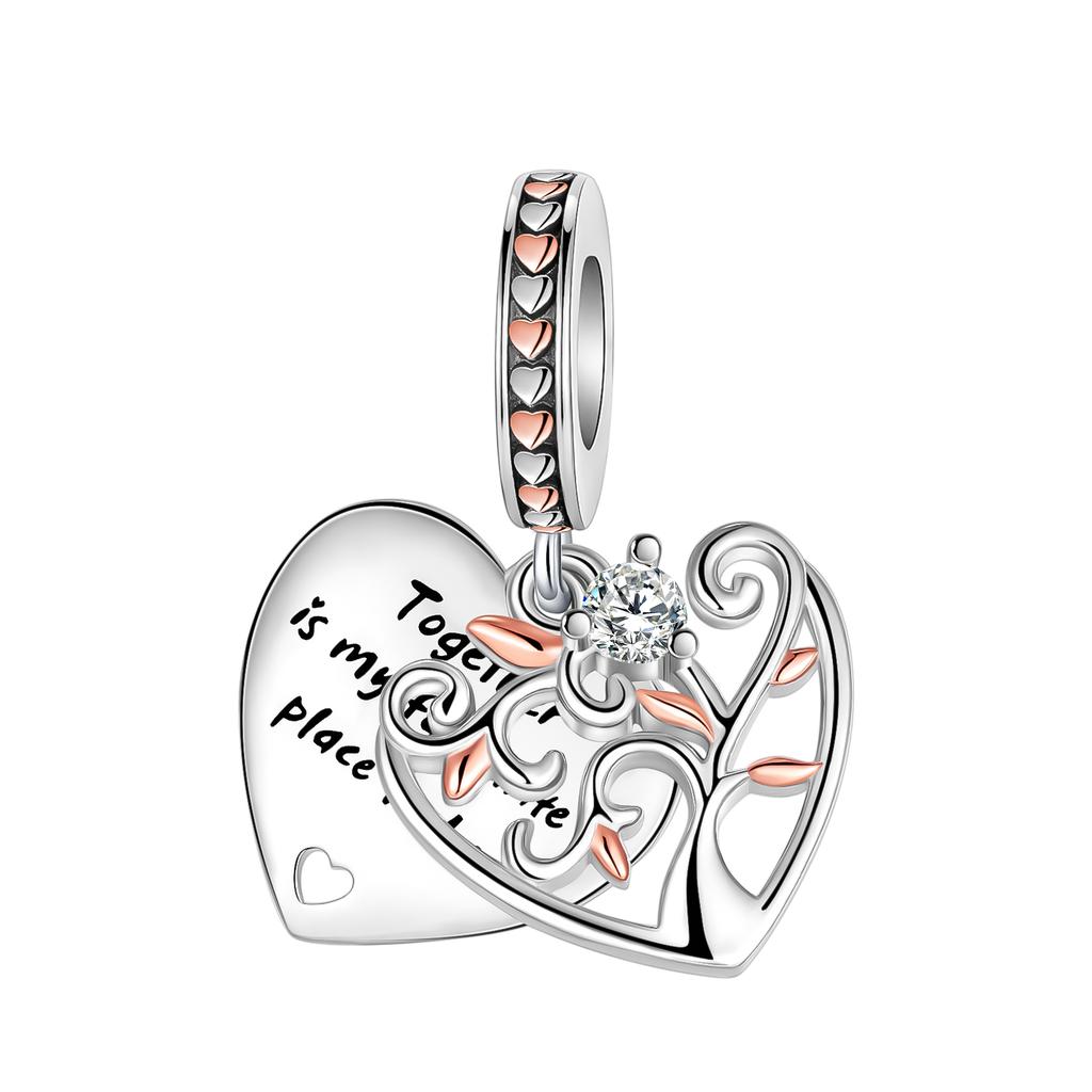 Copper Family Tree Of Life Cross Hollow Pendant Charm Fit 4Mm Hole Diamete Beads Bracelets Women Handmade Jewelry Gift