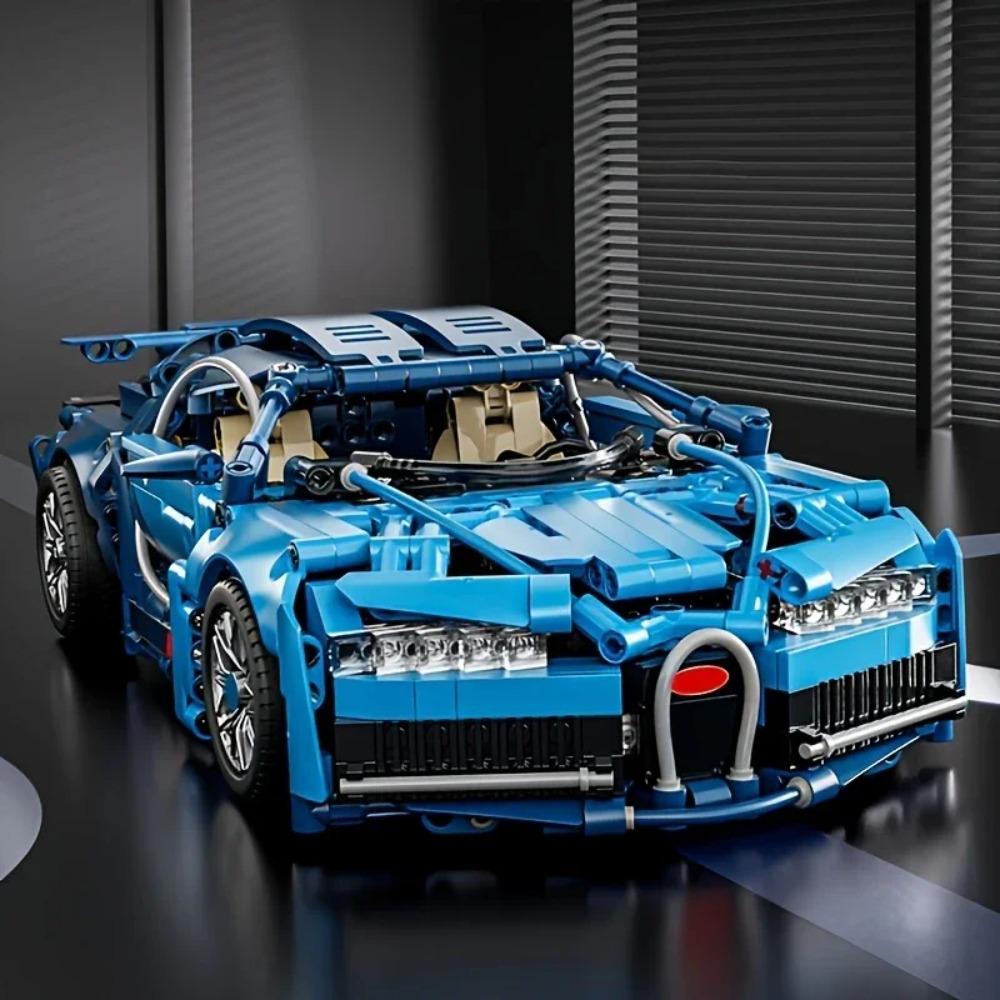 1690 Pieces Blue Sports Car Toy Model - Fashion Design, Cultivate Creativity and Hands-On Ability, Suitable for Daily Entertainment