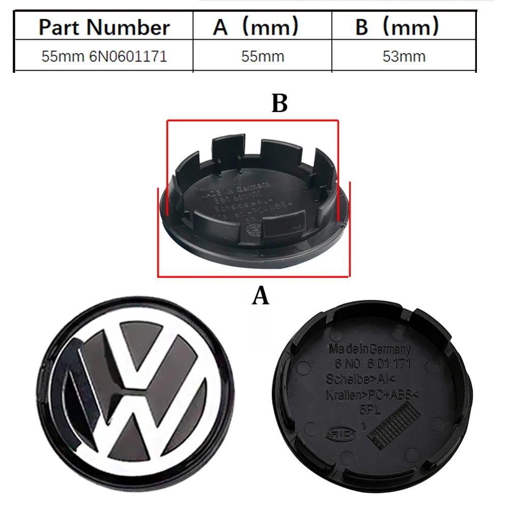 2026 For VW 3B7601171 4pcs Wheel Center Hub Caps 56mm 65mm For Peugeot VW GTI Scirocco Polo T5 Passat B6 Golf Tiguan Jetta T-ROC 1J0601171 EL1