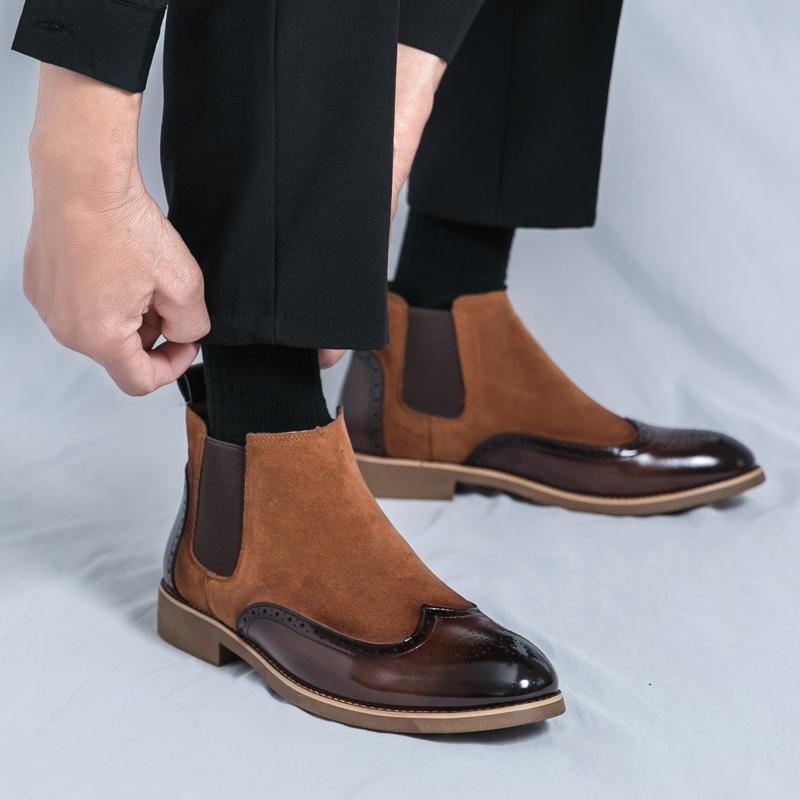 Men's English Style Chelsea Shoes Business Shoes Fashionable and Versatile Men's Formal Shoes Men's Work and Attendance Shoes