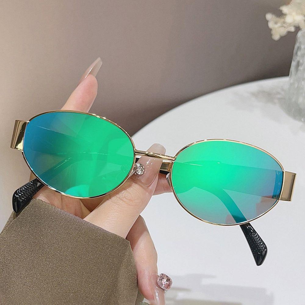 Fashion Metal Frame Oval Sunglasses Uv400 Protection Summer Classic Shades Eyewear For Women & Men