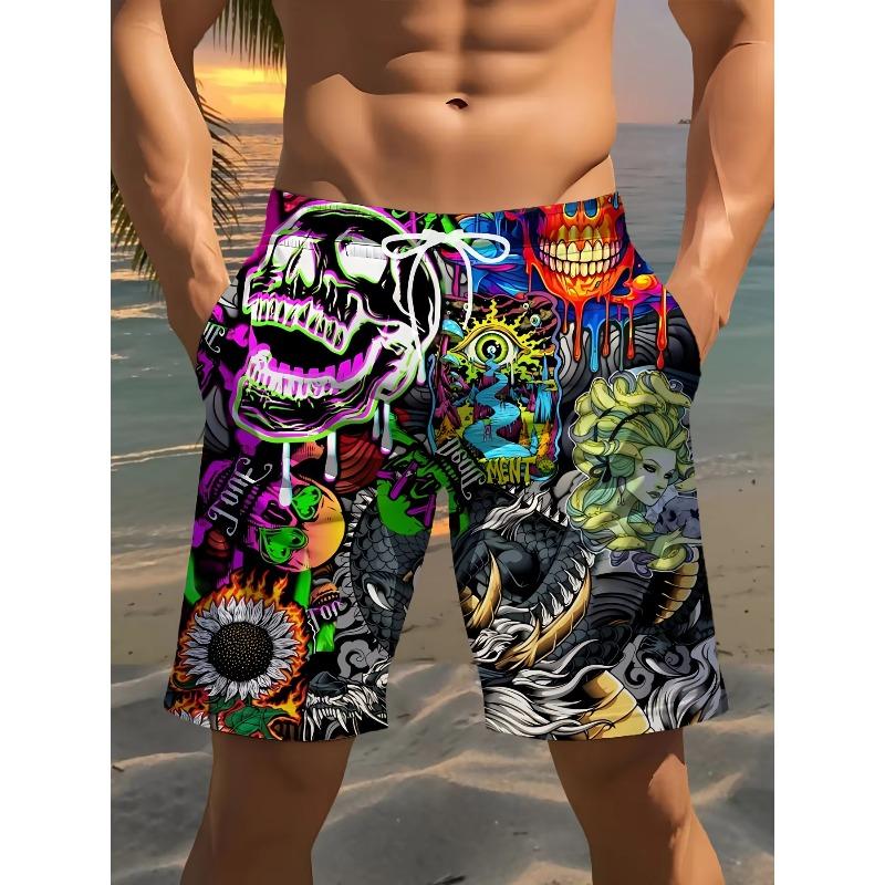 Summer Men's 3D Printed Beach Pants Fashion Versatile Trend Breathable Casual Vacation Style