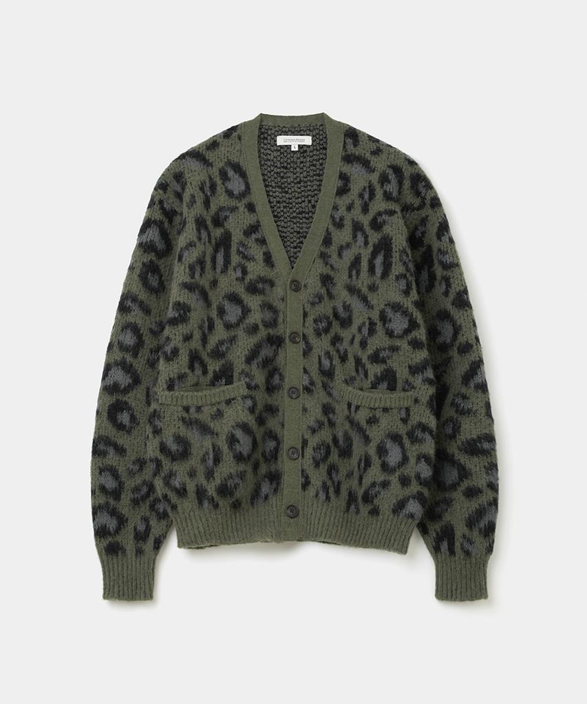 Uniform Bridge Leopard V-Neck Cardigan Olive