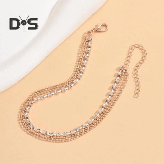 Women Anklet Multi-layered Rhinestone Decor Adjustable Length Polished Lady Ankle Jewelry Ankle Chain Birthdays Anniversaries Gift