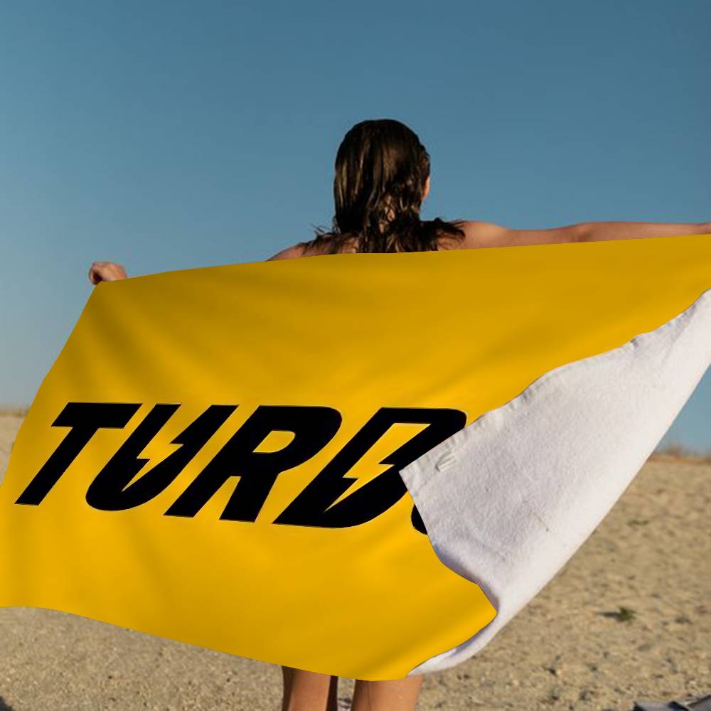 T-Turbo Logo Bath Towel Microfiber Soft Water Absorbing Breathable For Girl Kids Decorative Cartoon Beach Towel