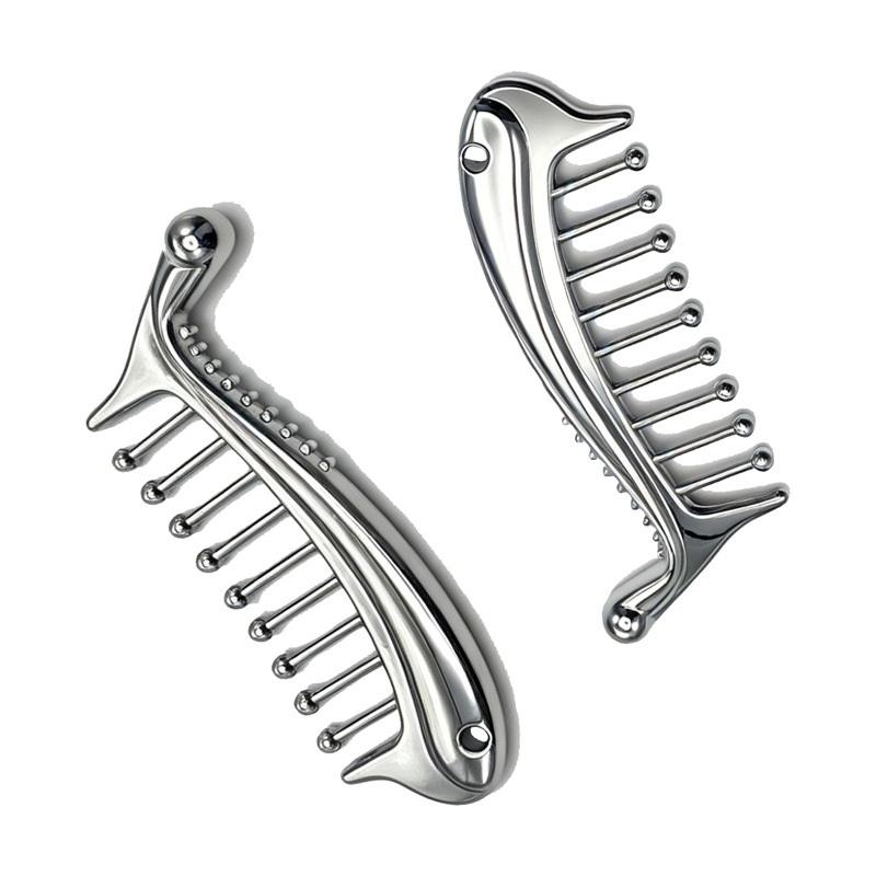 Manual Head Massager Scalp Comb Portable Stainless Steel Gua Sha Facial Tool for Acupoint Massage Personal Care Use