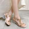 Mode 2025 Damenschuhe Sommer Zehenfrei Damen Sandalen Neue Mode Bling Blumen Strass Kleid Sandalen Damen mit Absatz Sandalias