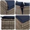 8 Piece Furniture Set with Cushions in Grey and Navy Blue PE Rattan