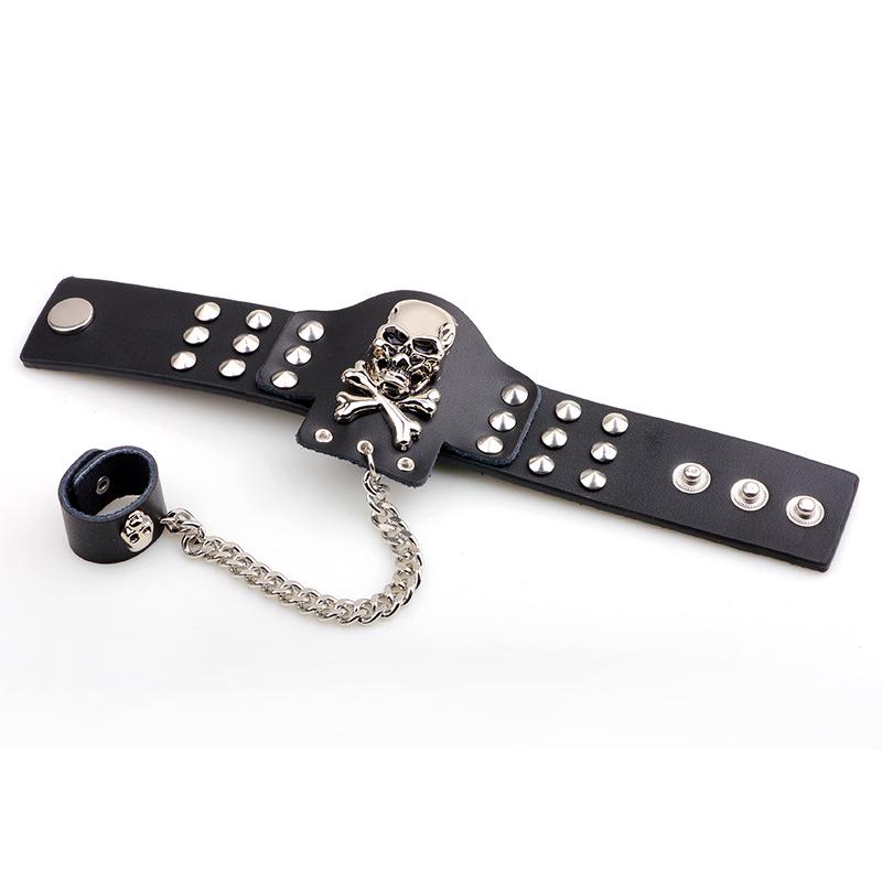 Versatile and Fashionable Zinc Alloy Skull Head Trendy Accessory-punk Cuff Bracelet Pendant Ring Electroplated Unisex
