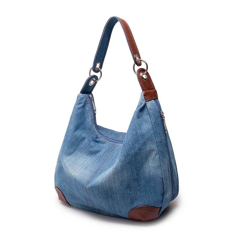 Mode Dames Casual Tassen Dames Denim Handtas Leuke Designer Vrouwen Grote Schoudertassen Blauwe Tote CLE
