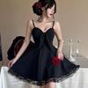 Sweet Princess Mesh Patchwork Camisole Dress – Elegant Waist-Cinched A-Line Mini with Open Back