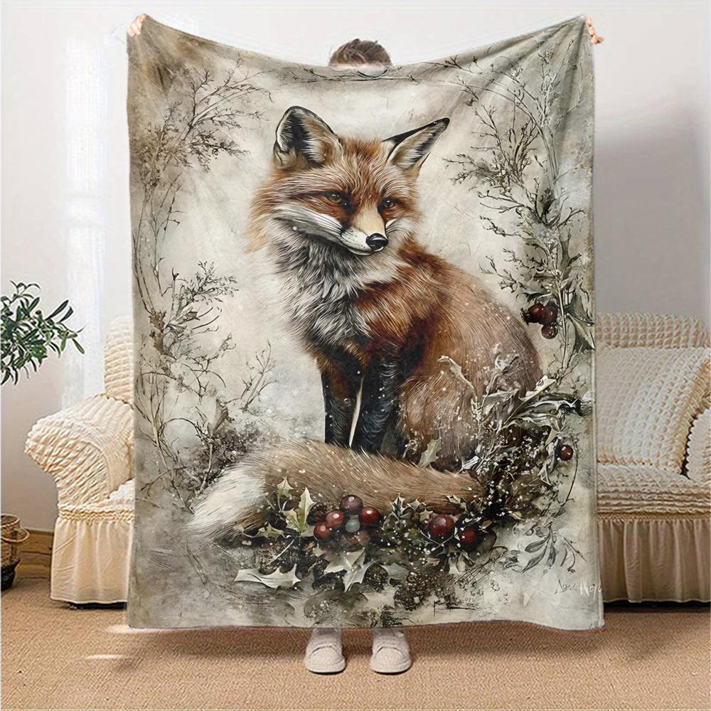 1pc Fox Name Blanket Lightweight Flannel Throw for Sofa Bed Travel Camping Livingroom Office Couch Chair