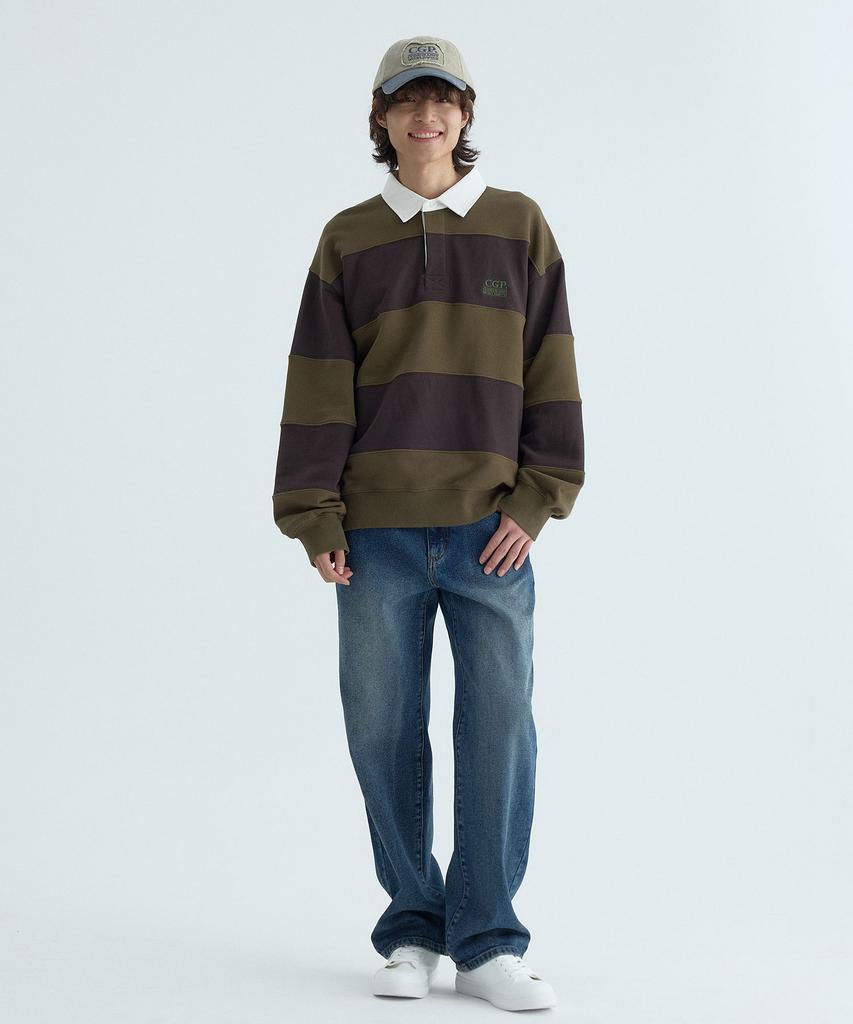 CGP Striped Rugby Sweatshirt_Olive