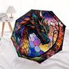 1pc Stained Glass Dragon Compact Travel Umbrella, Automatic Folding Lightweight Windproof 8-Bone Reinforced Design, Portable for Backpack Du