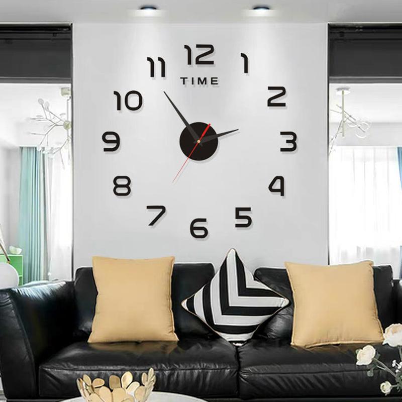 Bedroom Decoration Clock Large 2D Wall Clock Living Room Large Garden Acrylic Mirror Sticker Decoration Art Decor Clocks Digital