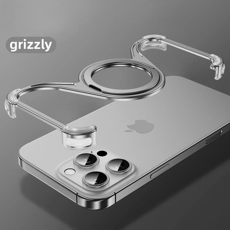 Magnetische metalen telefoonhoes voor iPhone 13 14 15 16 Pro Max Stand W-vormige telefoonhoes Aluminiumlegering houder Frameloze koelschaal