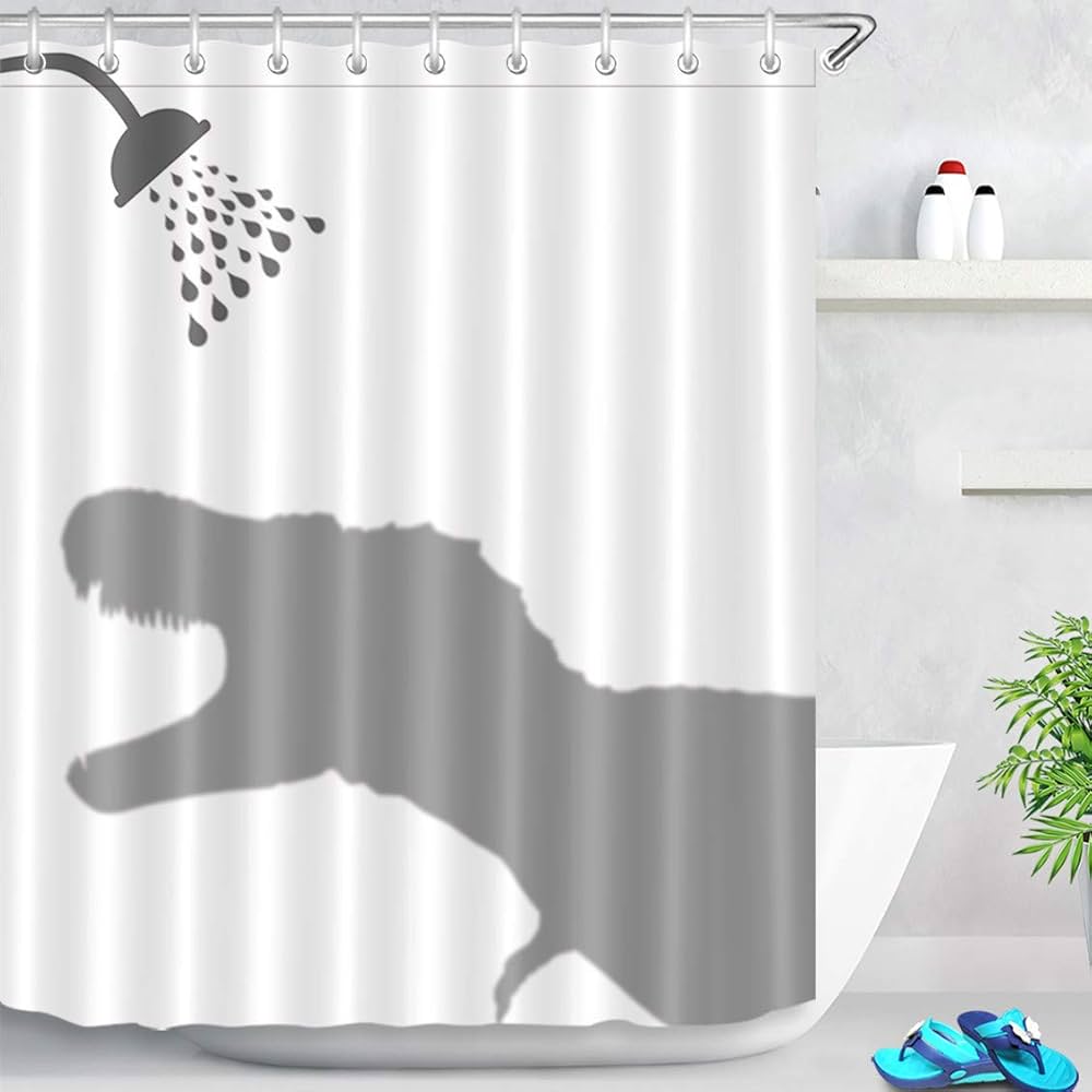 Funny Lovely Dinosaur Elephant Shower Curtain Cute Animal Take Bath Waterproof Fabric Bathroom Curtain with Hooks Home Decor