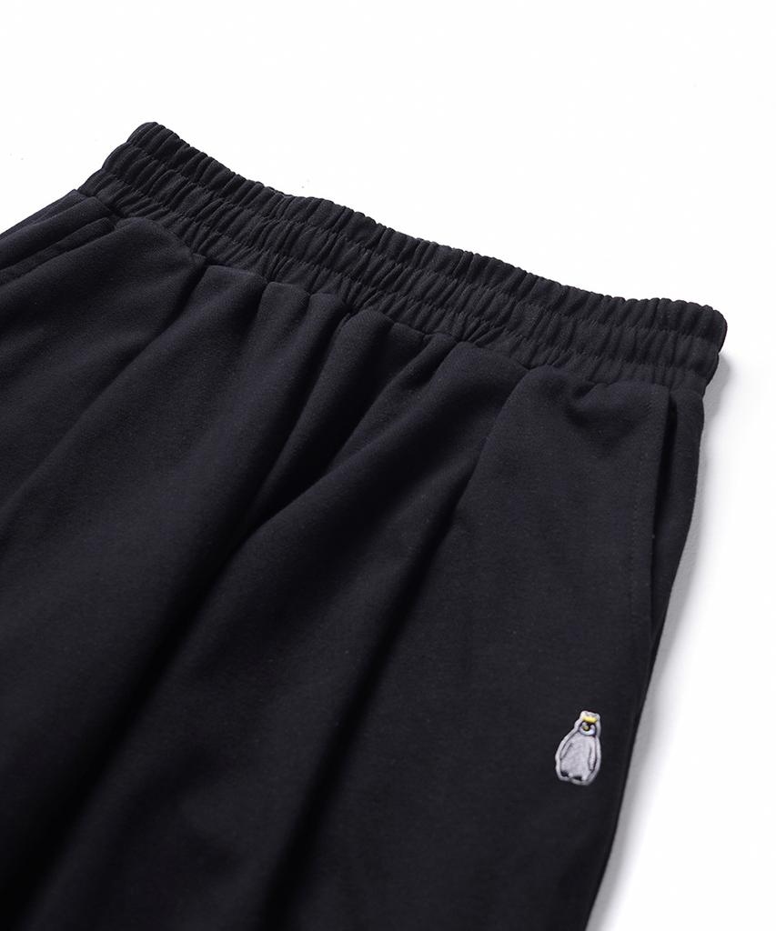 GAKKAI UNIONS [Select Summer, Brushed, Or All-Season Fabric] Single-Pleat Wide Sweatpants Black