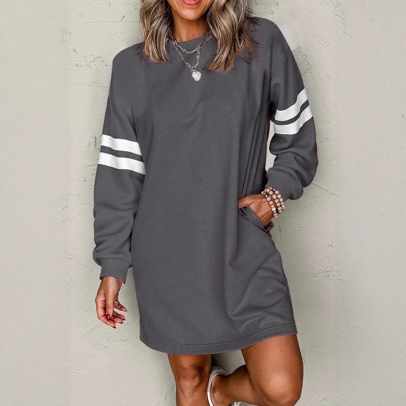 IHUASU Fashion Autumn Winter Long Sleeve O-Neck Casual Dresses