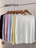 Women's Lyocell Tencel Long Sleeve Round Neck Loose Knit Sunscreen Cover-Up Top