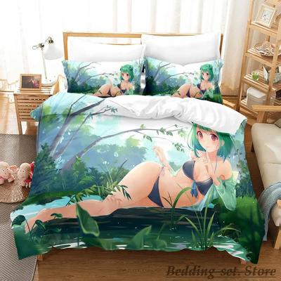 Vtuber Hololive Uruha Rushia Bedding Set Cartoon Anime Three-piece Set Adult Kid Bedroom Duvetcover Sets 3D Cute Bikini Girls