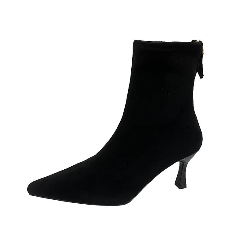 Women Boots Short High Heels Shoes for Women Autumn Winter Botas Mujer Retro Pointed Stiletto Sexy Women Heels Boots Female