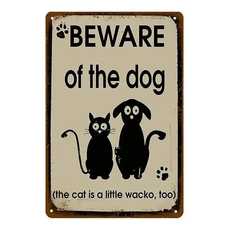 Warning Danger Metal Signs Vintage Beware Of The Dog Cat Poster Wall Plaque Courtyard  Garden Bar House Painting Man Cave Decor