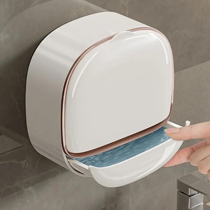 1pcs Premium Wall Mounted Soap Dispenser with Lid Hassle-Free No Drilling Drain Rack, Space-Saving Storage for Modern Bathrooms