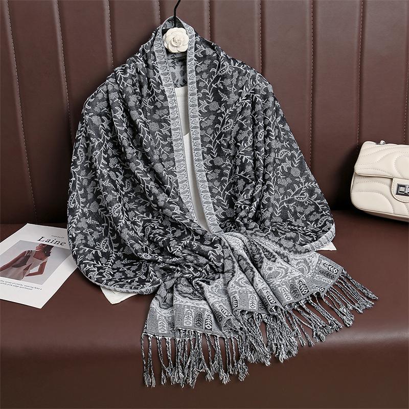 New Winter Women Cotton Jacquard Scarf Big Shawl Fashion Elegant Lady Long Printing Decorate Scarves Sun Protection Bandana