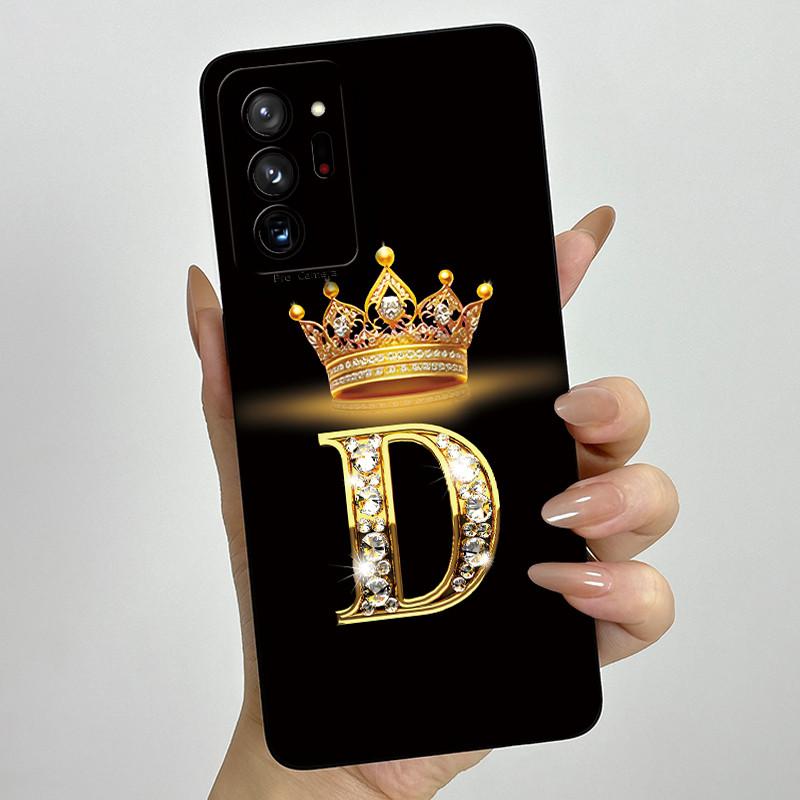 Case For Samsung Galaxy Note 20 Ultra Luxury Crown Letter Liquid Silicone Back Cover Soft Funda For Samsung Note20 20Ultra Coque