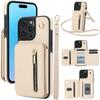 Card Slots Zipper Leather Wallet Case Flip Phone Case for IPhone 11 12 13 14 15 16 17 Pro Max Plus Promax 16e Ring Lanyard Purse