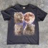 Wombat Howling Moon Galaxy T-Shirt, Retro Animal Lover Graphic Tee