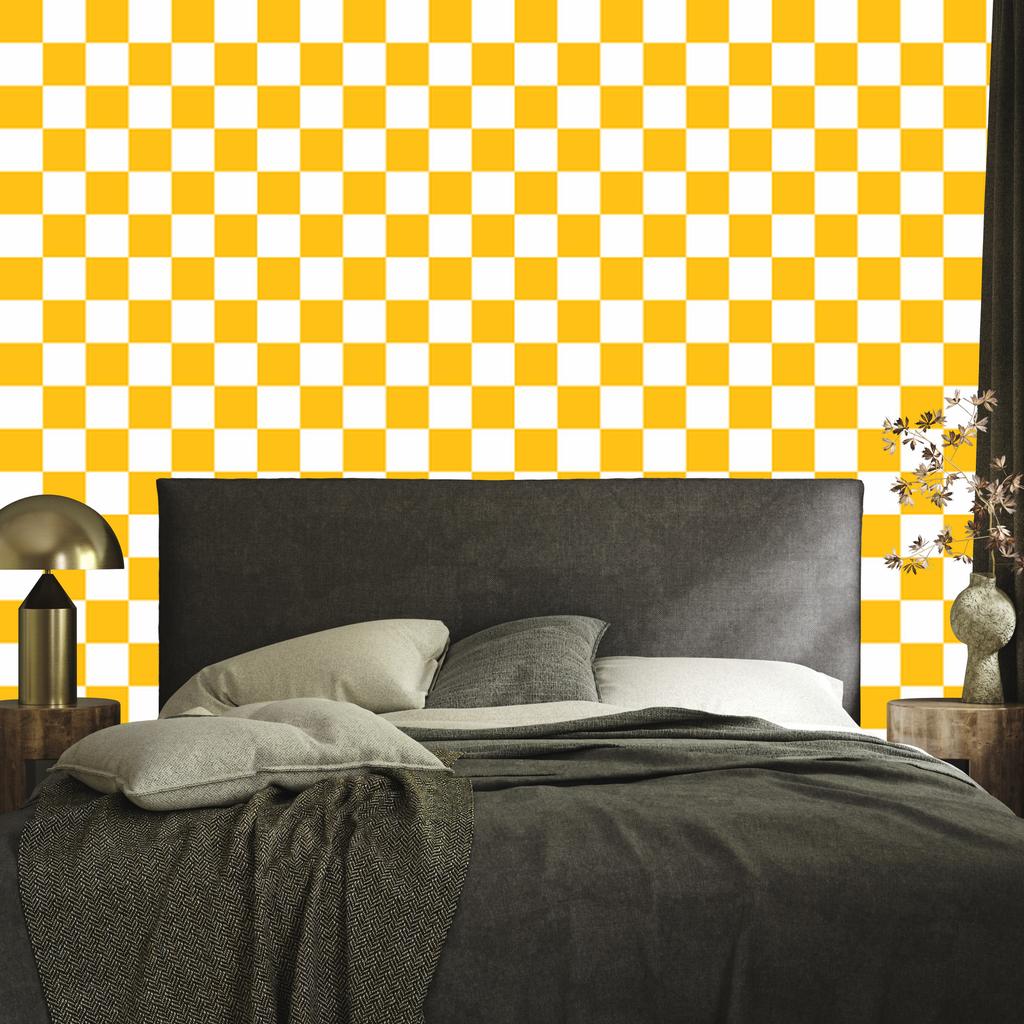 Checkerboard Wallpaper Gold and White for Living Room and Bedroom 50x1000