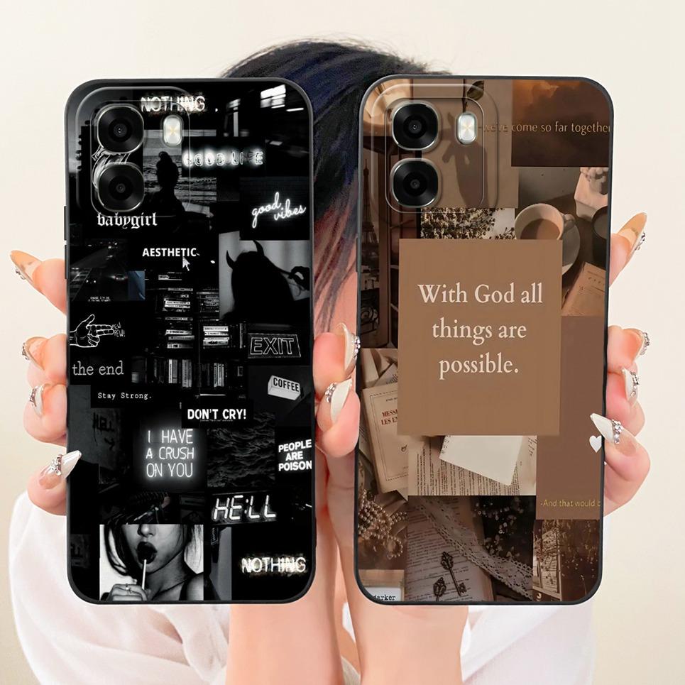 Liquid Silicone Back Cover For Oppo A6 A6x 4G 5G CPH2819 CPH2817 Phone Case Luxury Girly Flower Butterfly Bow Painting Casing