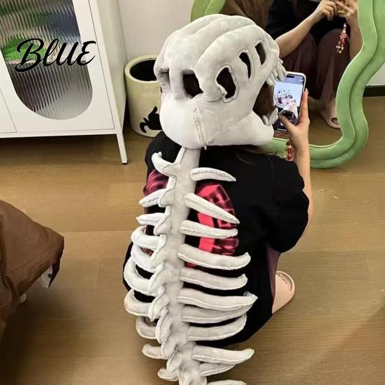 Realistic Dinosaur Costume Skeleton Plush Toy with Flexible Spine Fixation And Sound Effects Lightweight Headband for Halloween