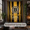 Personalized Wall Tapestry,Boston Bruins Custom Text, Soft Fabric Wall Art For Indoor Decoration