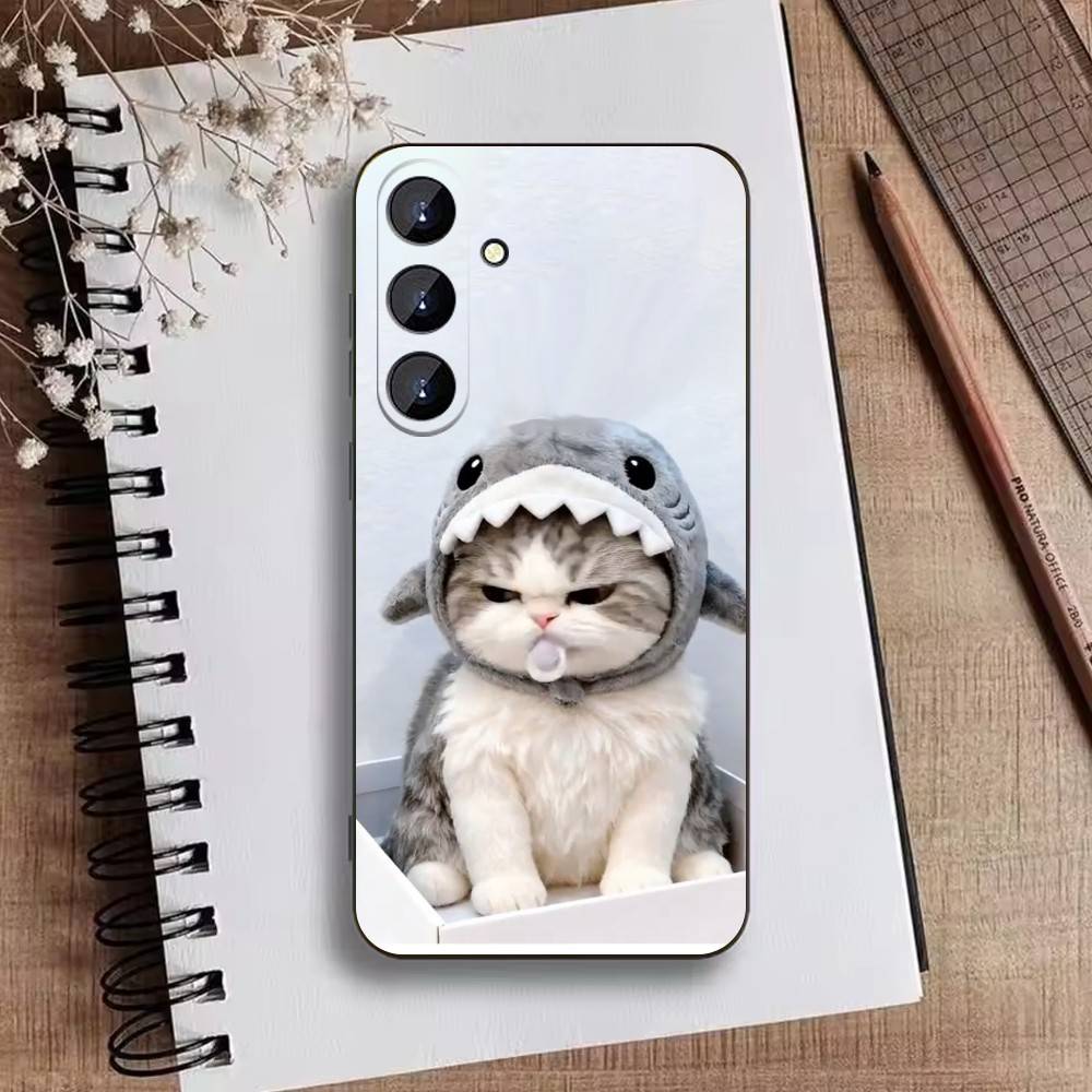 Funny Cute Cat Phone Case For Samsung Galaxy A73,A21s,A22,A31,A52,A53,A71,A41Soft Black Shell