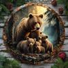 Family Bear Metal Wall Art Rustic Wilderness Decor for Indoor Outdoor