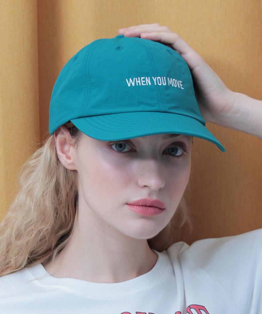 WHEN YOU MOVE Nylon Logo Embroidered Ball Cap Green